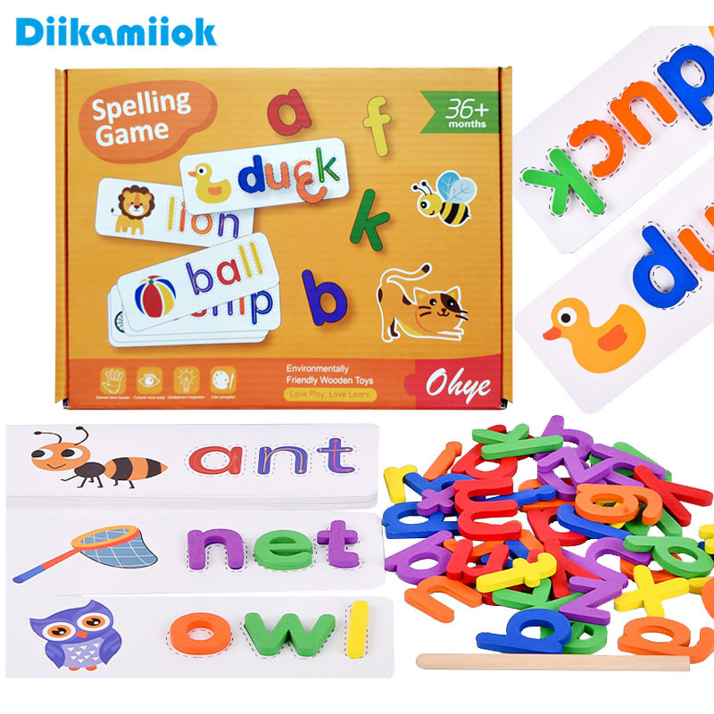 Kids Educational Games Learn English - 52 Buah Mainan Edukatif Kayu Kata