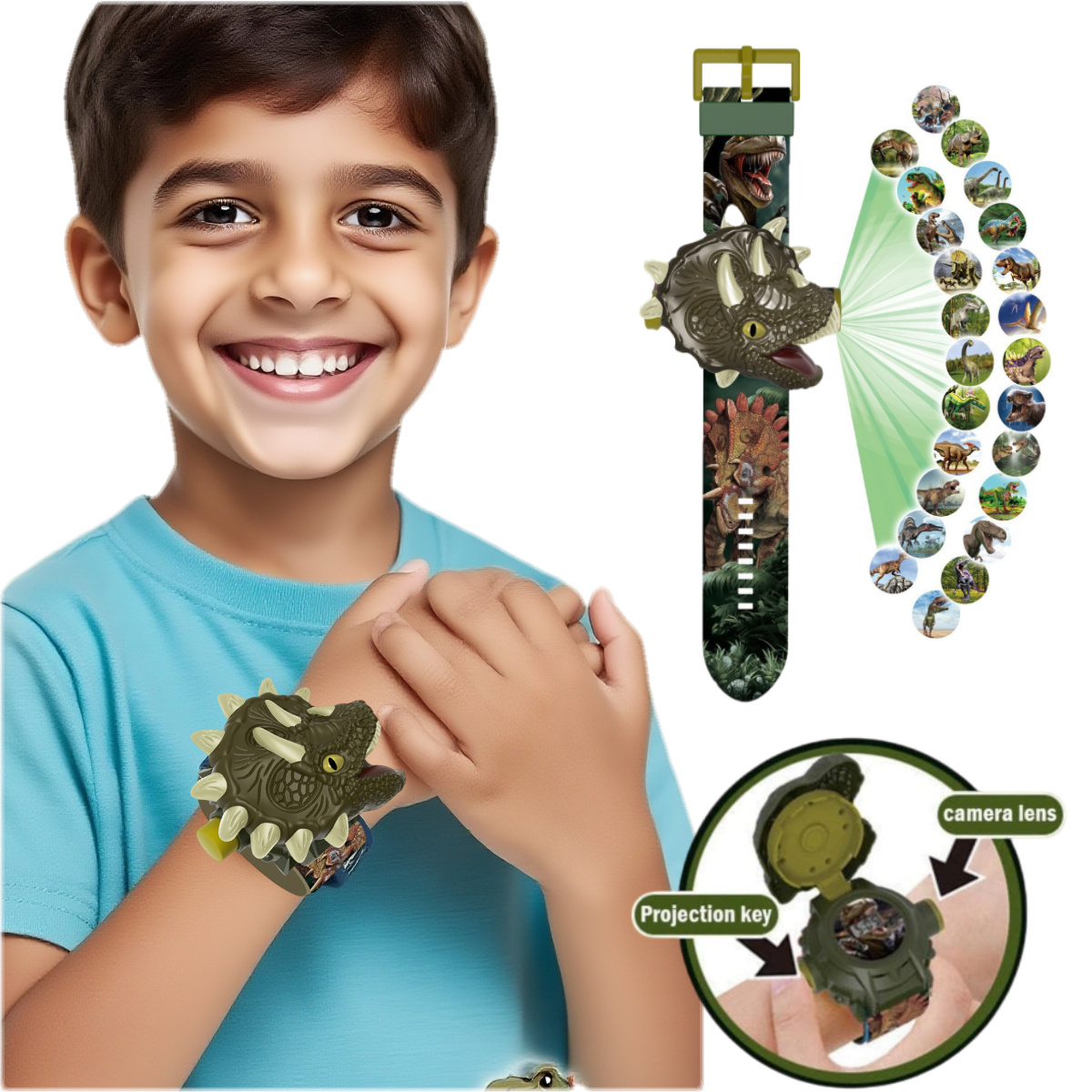 Kids Education Images - Jam Tangan Proyeksi Dinosaurus Anak-anak Keren