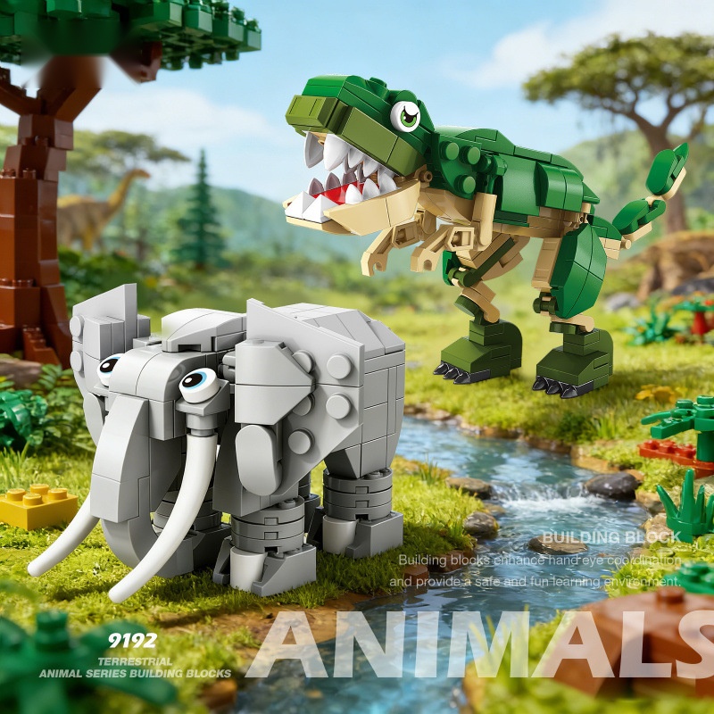 Kangaroo Kids Education - Blok Bangunan Hewan Dinosaurus Gajah Harimau