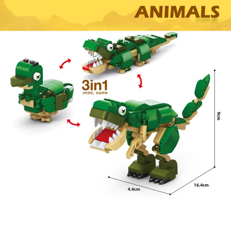Blok Bangunan Hewan Dinosaurus - Kangaroo Kids Education ulasan dan harga